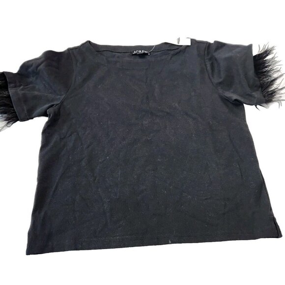 J. Crew Women's Size Small Feather Top Black Short Size Sleeve New - Picture 2 of 8